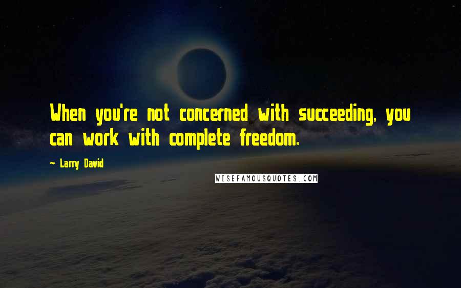 Larry David Quotes: When you're not concerned with succeeding, you can work with complete freedom.