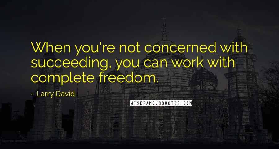 Larry David Quotes: When you're not concerned with succeeding, you can work with complete freedom.