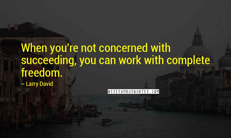 Larry David Quotes: When you're not concerned with succeeding, you can work with complete freedom.