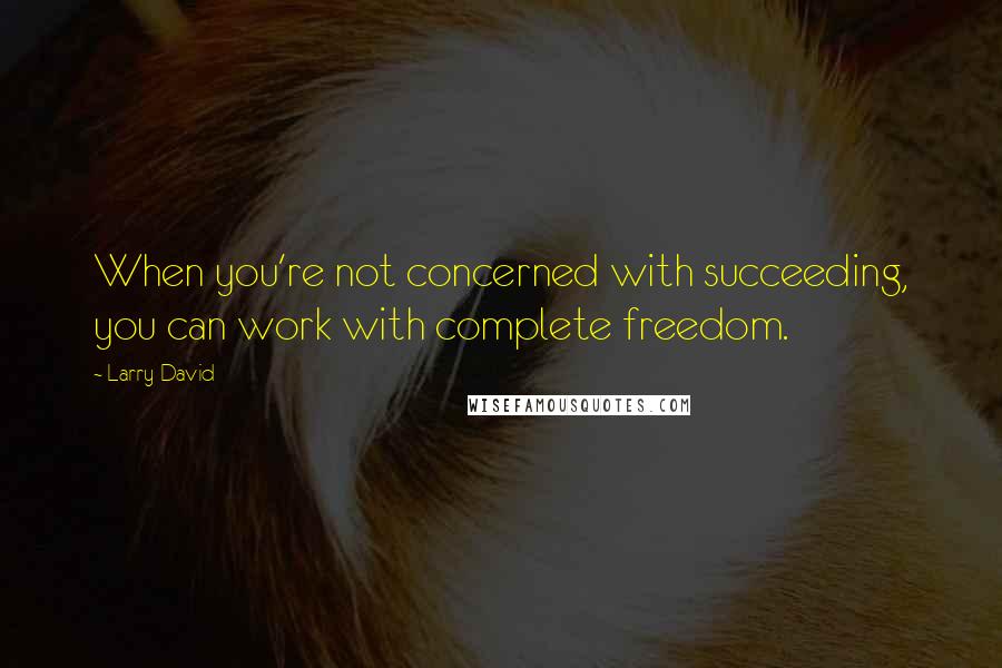 Larry David Quotes: When you're not concerned with succeeding, you can work with complete freedom.