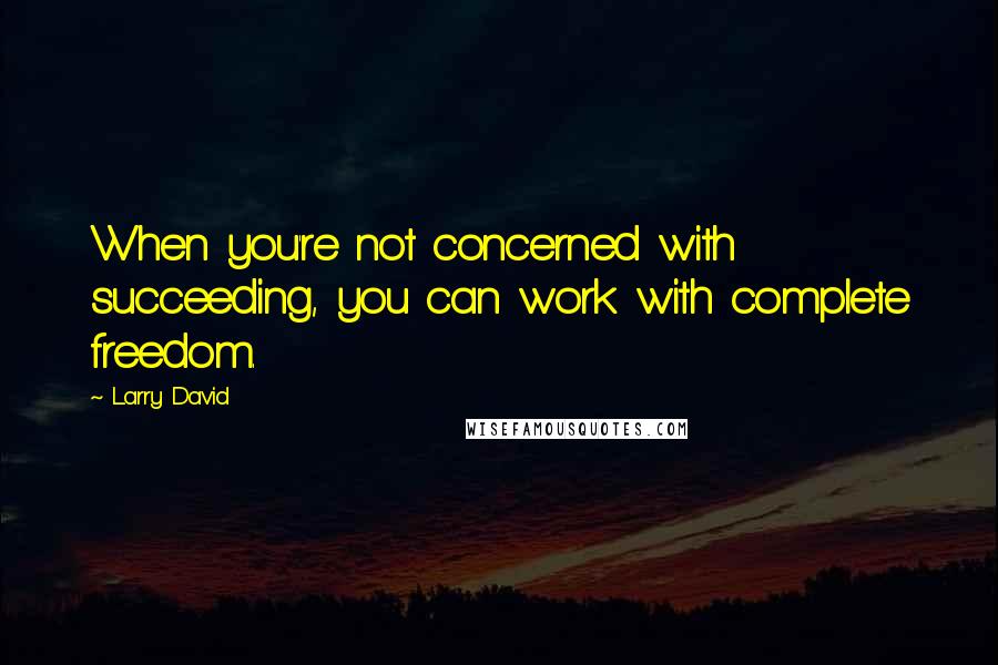 Larry David Quotes: When you're not concerned with succeeding, you can work with complete freedom.