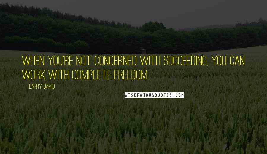 Larry David Quotes: When you're not concerned with succeeding, you can work with complete freedom.