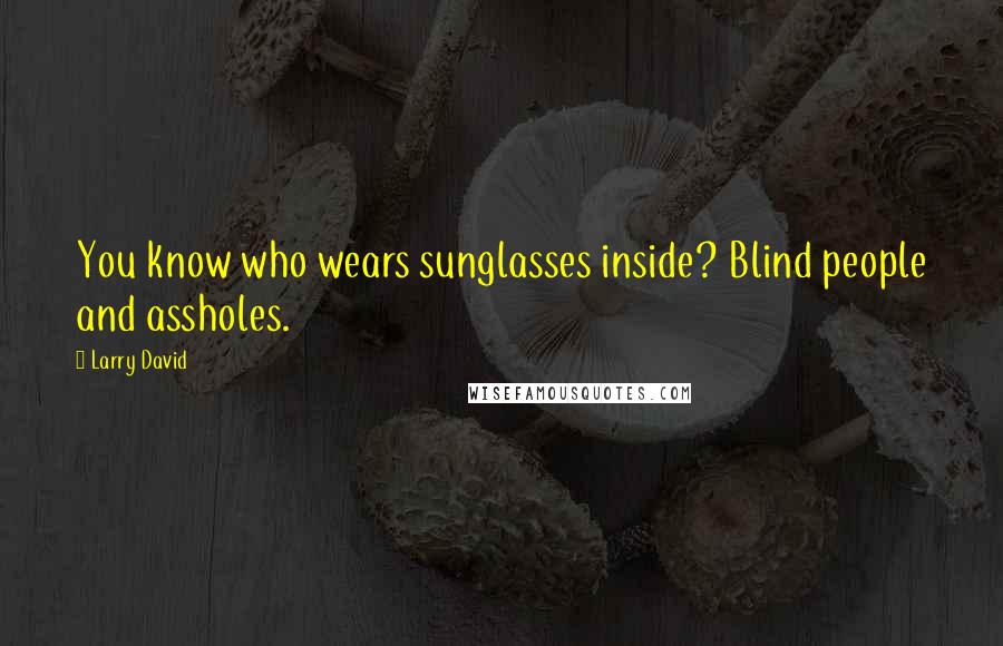 Larry David Quotes: You know who wears sunglasses inside? Blind people and assholes.