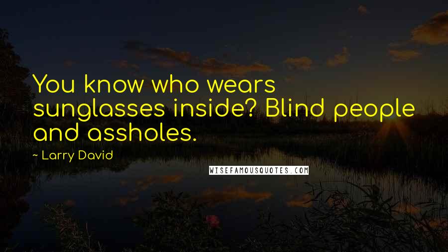 Larry David Quotes: You know who wears sunglasses inside? Blind people and assholes.