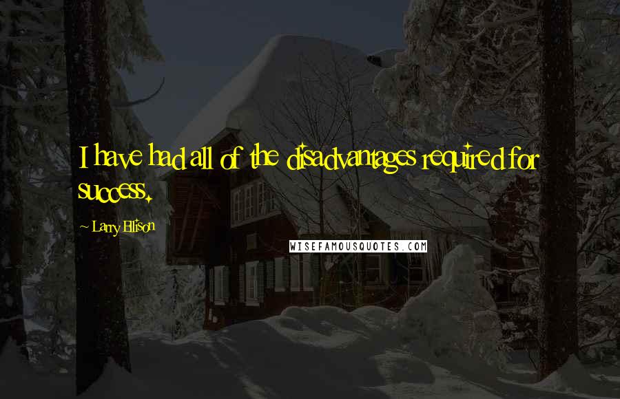 Larry Ellison Quotes: I have had all of the disadvantages required for success.