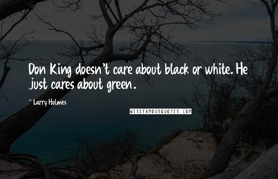 Larry Holmes Quotes: Don King doesn't care about black or white. He just cares about green.