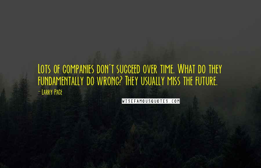 Larry Page Quotes: Lots of companies don't succeed over time. What do they fundamentally do wrong? They usually miss the future.