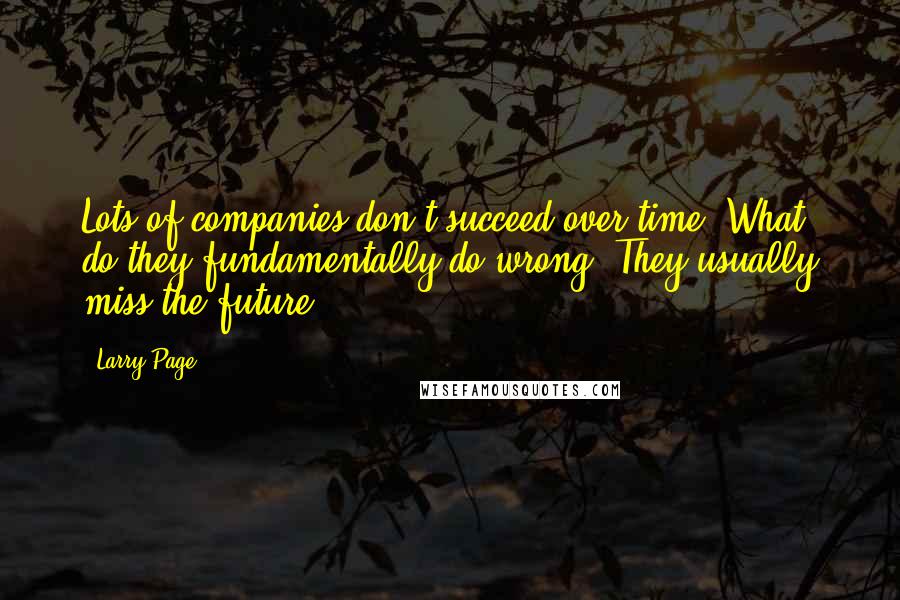 Larry Page Quotes: Lots of companies don't succeed over time. What do they fundamentally do wrong? They usually miss the future.