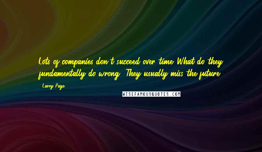 Larry Page Quotes: Lots of companies don't succeed over time. What do they fundamentally do wrong? They usually miss the future.