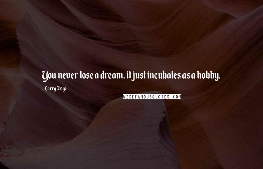 Larry Page Quotes: You never lose a dream, it just incubates as a hobby.