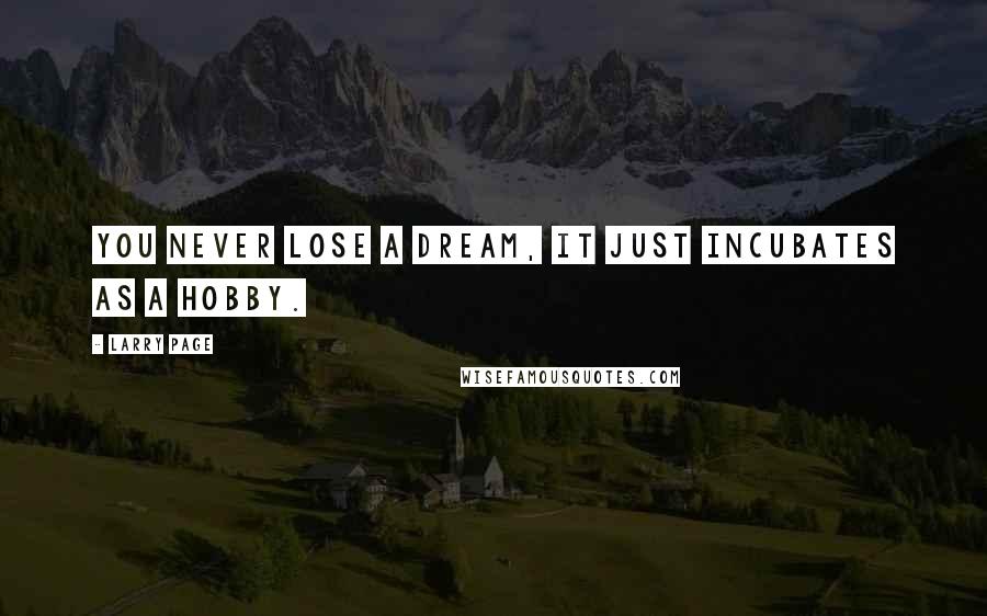 Larry Page Quotes: You never lose a dream, it just incubates as a hobby.