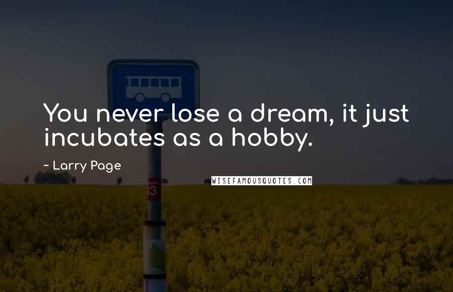 Larry Page Quotes: You never lose a dream, it just incubates as a hobby.