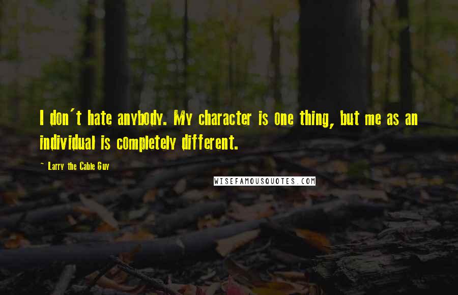 Larry The Cable Guy Quotes: I don't hate anybody. My character is one thing, but me as an individual is completely different.