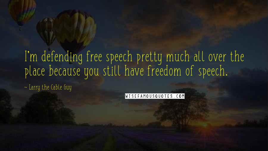 Larry The Cable Guy Quotes: I'm defending free speech pretty much all over the place because you still have freedom of speech.