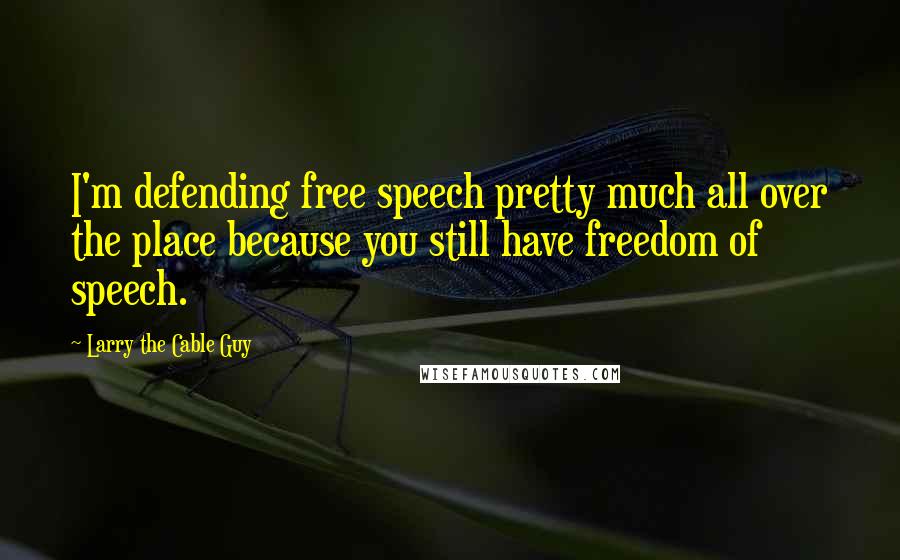 Larry The Cable Guy Quotes: I'm defending free speech pretty much all over the place because you still have freedom of speech.