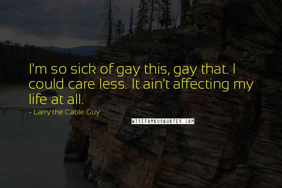 Larry The Cable Guy Quotes: I'm so sick of gay this, gay that. I could care less. It ain't affecting my life at all.