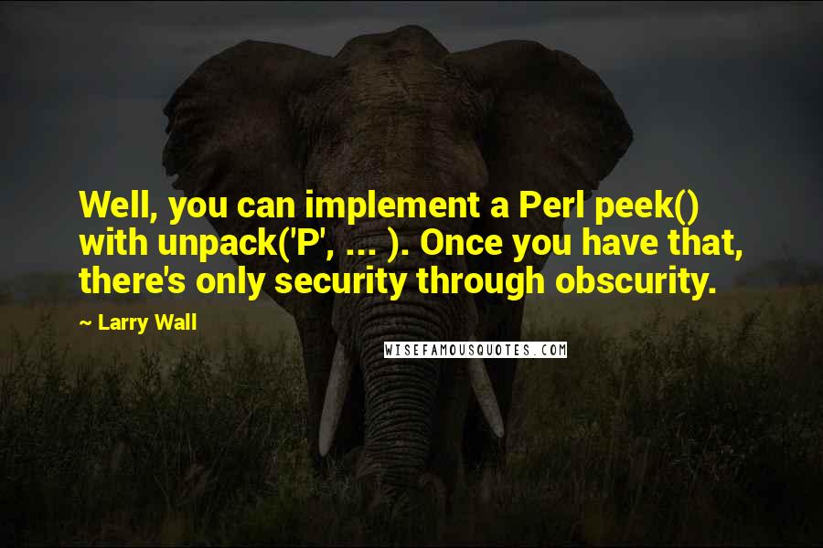 Larry Wall Quotes: Well, you can implement a Perl peek() with unpack('P', ... ). Once you have that, there's only security through obscurity.