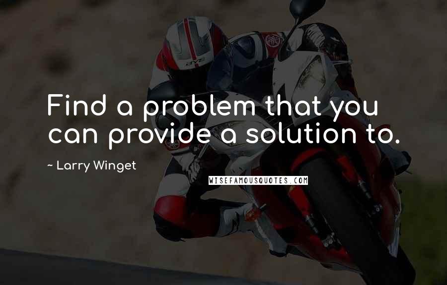 Larry Winget Quotes: Find a problem that you can provide a solution to.