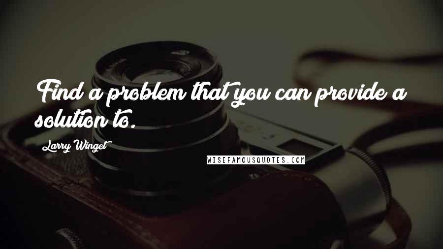 Larry Winget Quotes: Find a problem that you can provide a solution to.