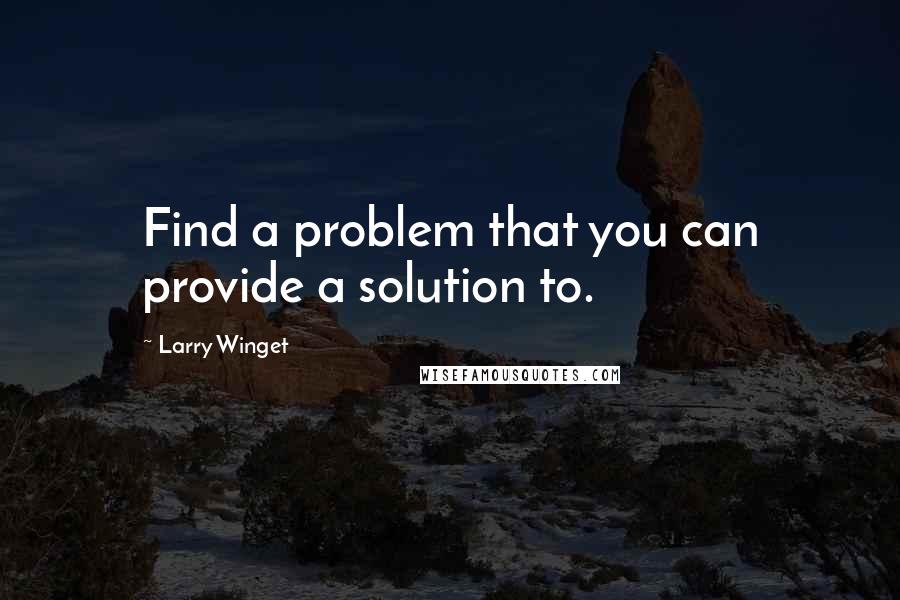 Larry Winget Quotes: Find a problem that you can provide a solution to.