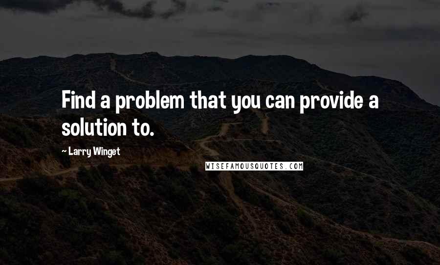 Larry Winget Quotes: Find a problem that you can provide a solution to.