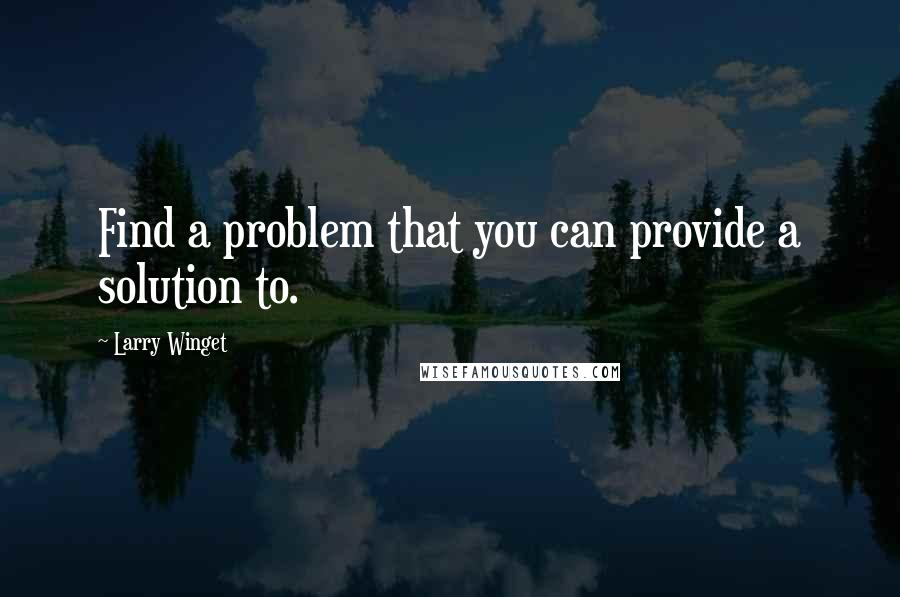 Larry Winget Quotes: Find a problem that you can provide a solution to.