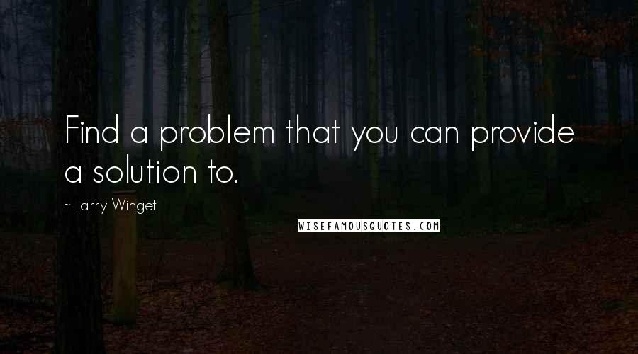 Larry Winget Quotes: Find a problem that you can provide a solution to.