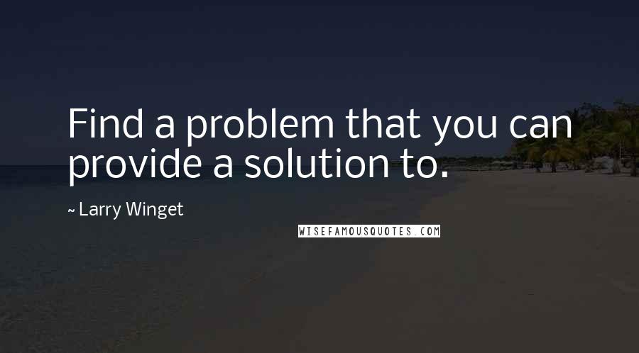 Larry Winget Quotes: Find a problem that you can provide a solution to.