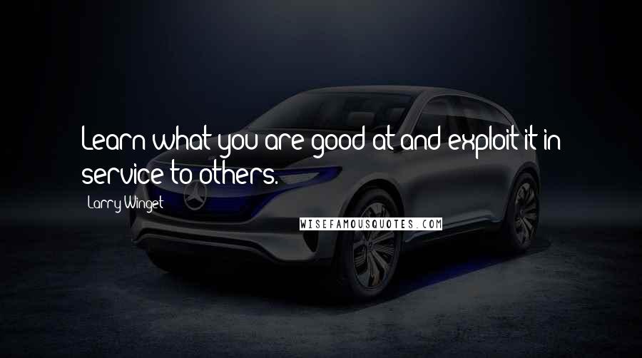 Larry Winget Quotes: Learn what you are good at and exploit it in service to others.