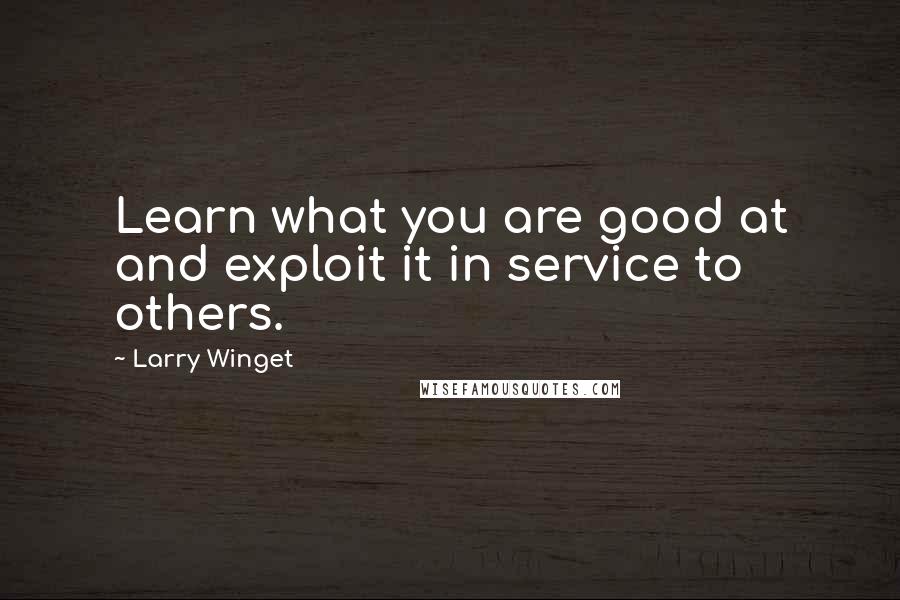 Larry Winget Quotes: Learn what you are good at and exploit it in service to others.