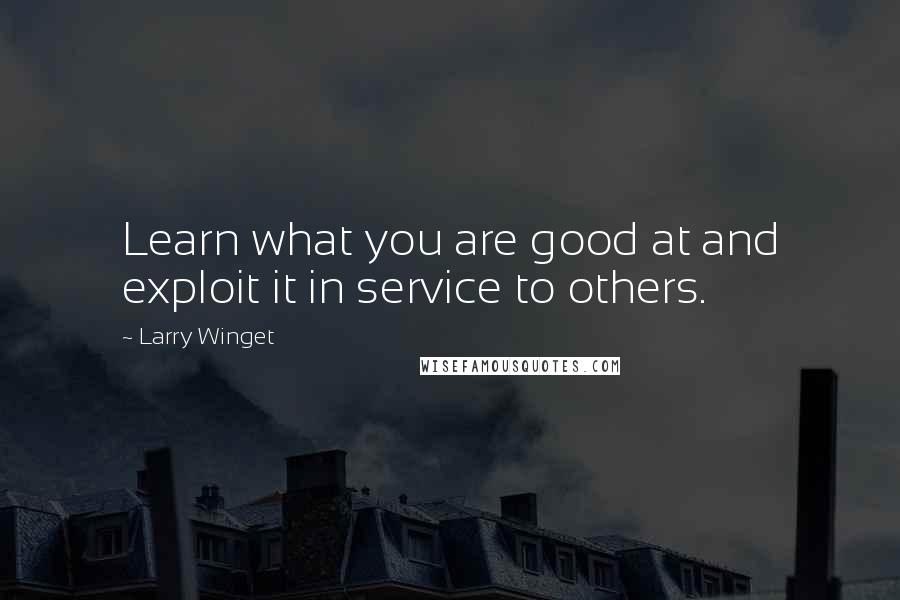 Larry Winget Quotes: Learn what you are good at and exploit it in service to others.