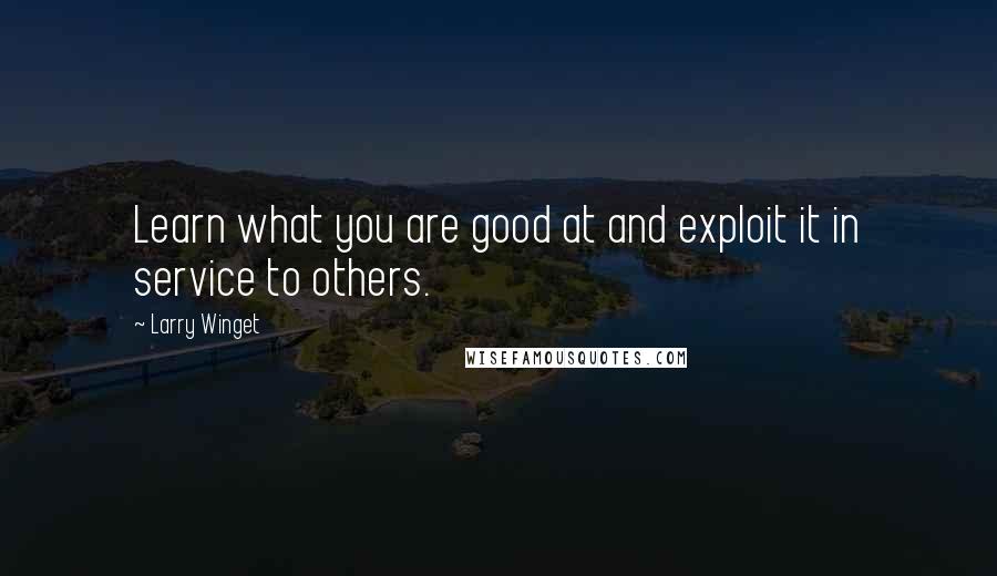 Larry Winget Quotes: Learn what you are good at and exploit it in service to others.