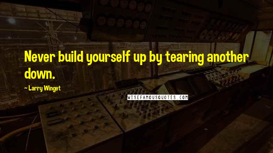 Larry Winget Quotes: Never build yourself up by tearing another down.