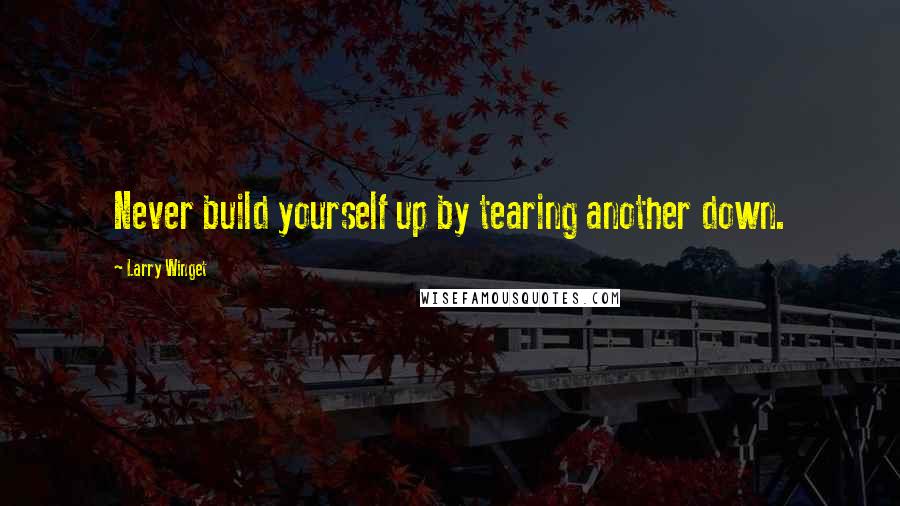 Larry Winget Quotes: Never build yourself up by tearing another down.
