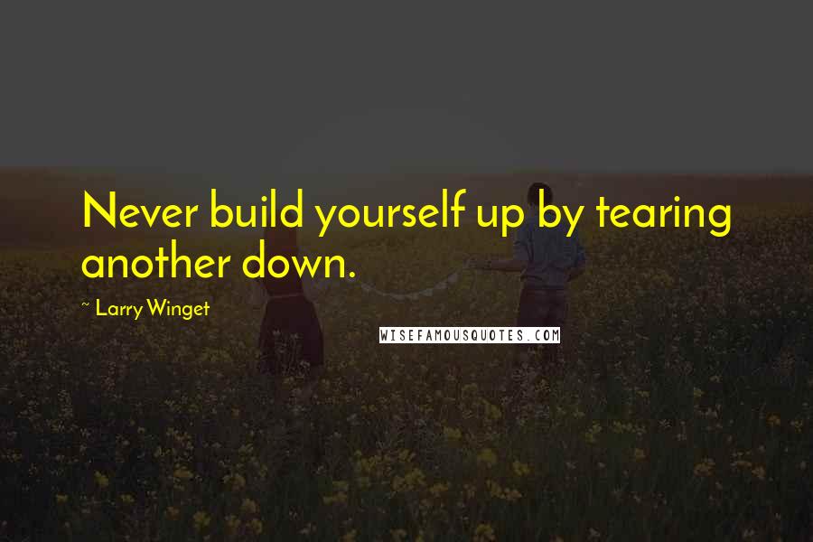 Larry Winget Quotes: Never build yourself up by tearing another down.