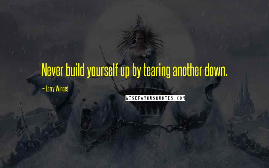 Larry Winget Quotes: Never build yourself up by tearing another down.