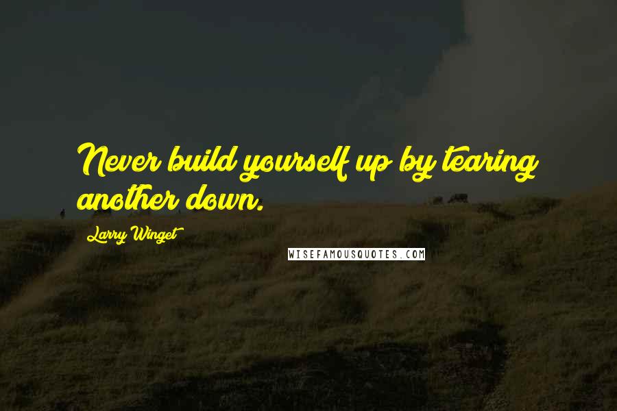 Larry Winget Quotes: Never build yourself up by tearing another down.