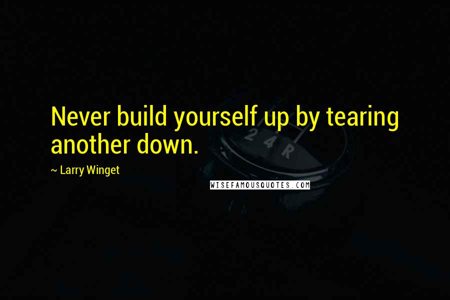 Larry Winget Quotes: Never build yourself up by tearing another down.