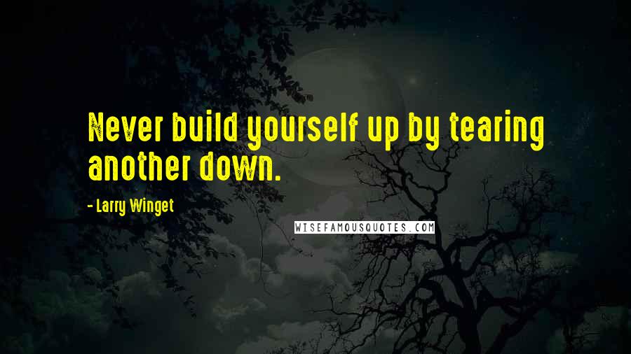 Larry Winget Quotes: Never build yourself up by tearing another down.