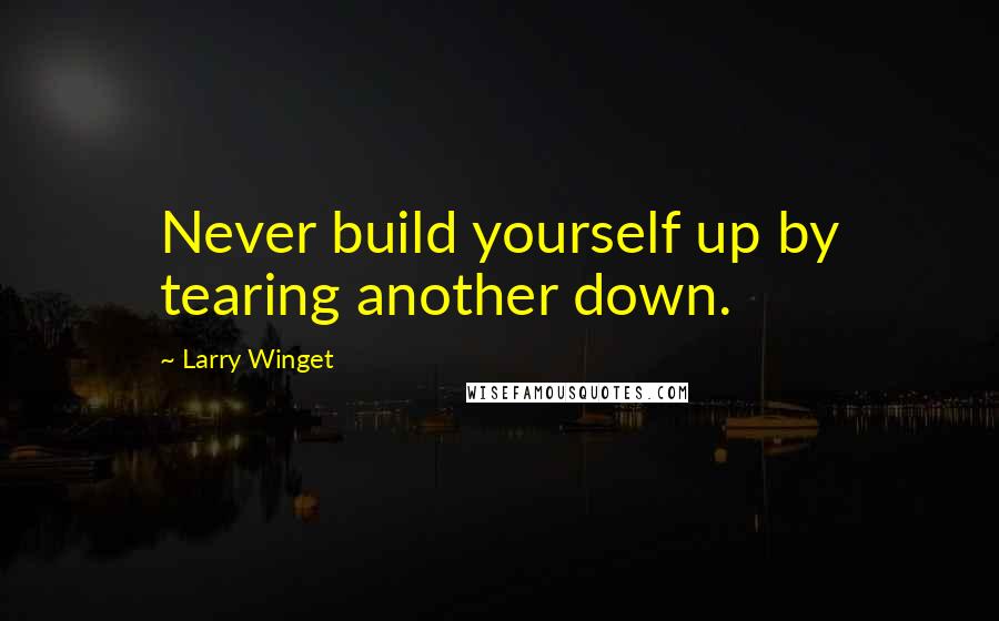 Larry Winget Quotes: Never build yourself up by tearing another down.