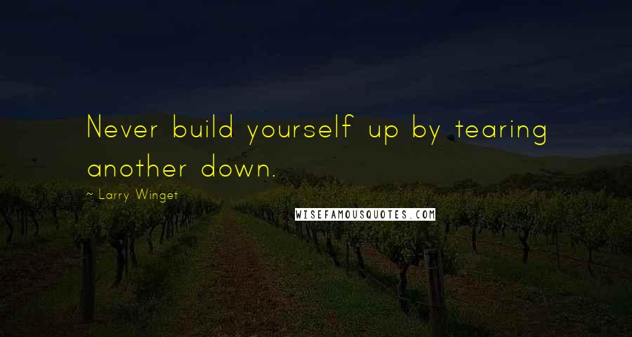 Larry Winget Quotes: Never build yourself up by tearing another down.