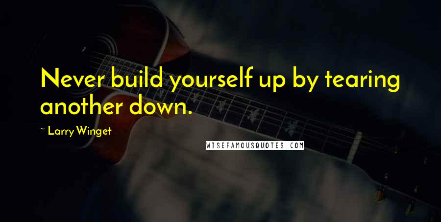 Larry Winget Quotes: Never build yourself up by tearing another down.