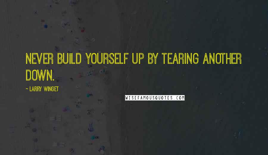 Larry Winget Quotes: Never build yourself up by tearing another down.