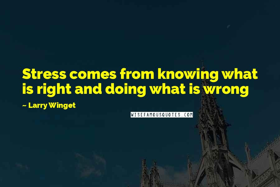 Larry Winget Quotes: Stress comes from knowing what is right and doing what is wrong