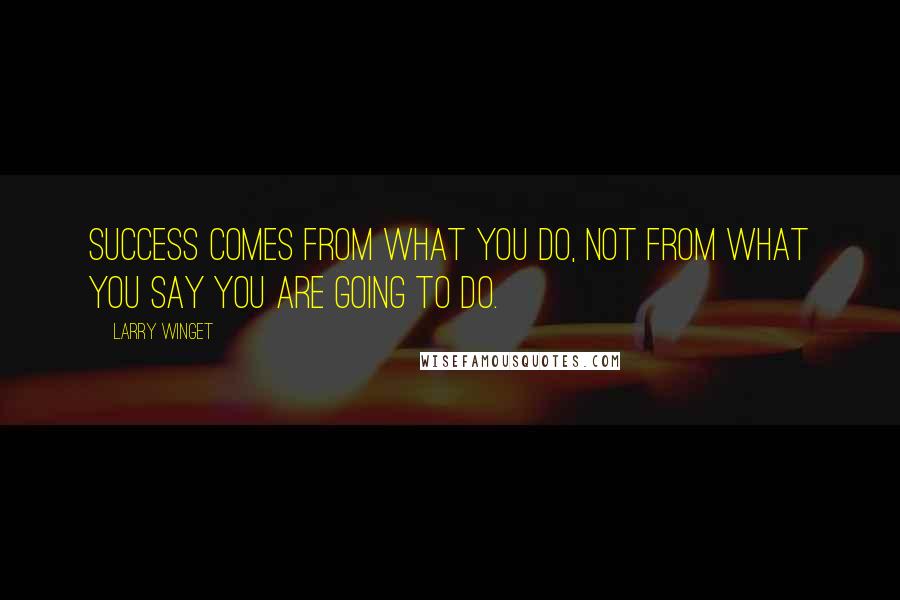 Larry Winget Quotes: Success comes from what you do, not from what you say you are going to do.