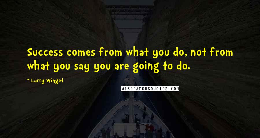 Larry Winget Quotes: Success comes from what you do, not from what you say you are going to do.