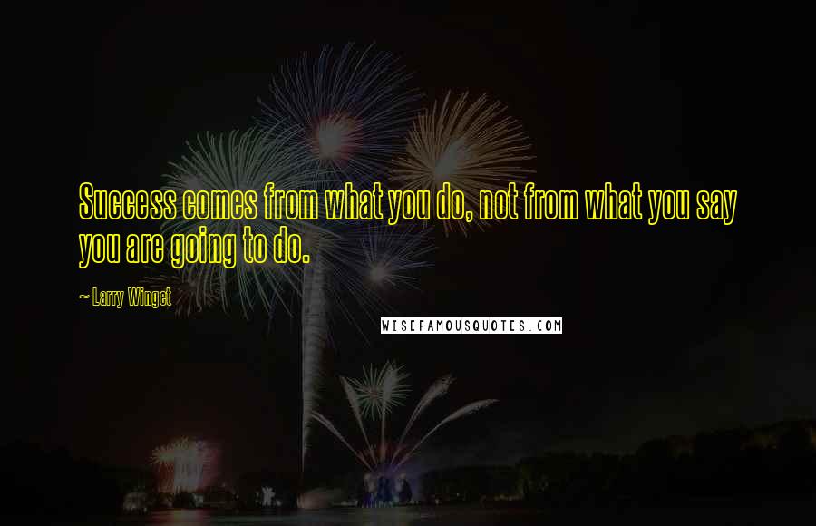 Larry Winget Quotes: Success comes from what you do, not from what you say you are going to do.