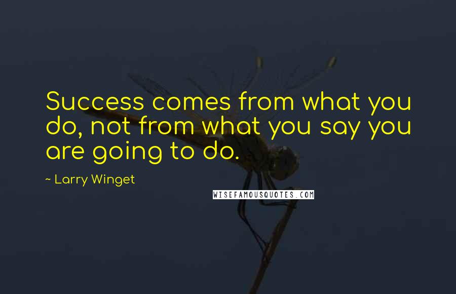 Larry Winget Quotes: Success comes from what you do, not from what you say you are going to do.