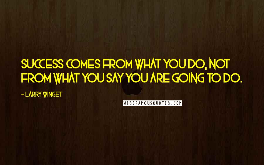 Larry Winget Quotes: Success comes from what you do, not from what you say you are going to do.