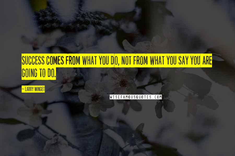 Larry Winget Quotes: Success comes from what you do, not from what you say you are going to do.